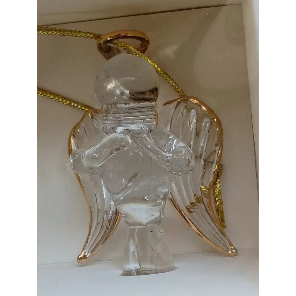 Pier 1 Blown Glass Icicle Angel Ornaments Lot Of 6 Music Christmas